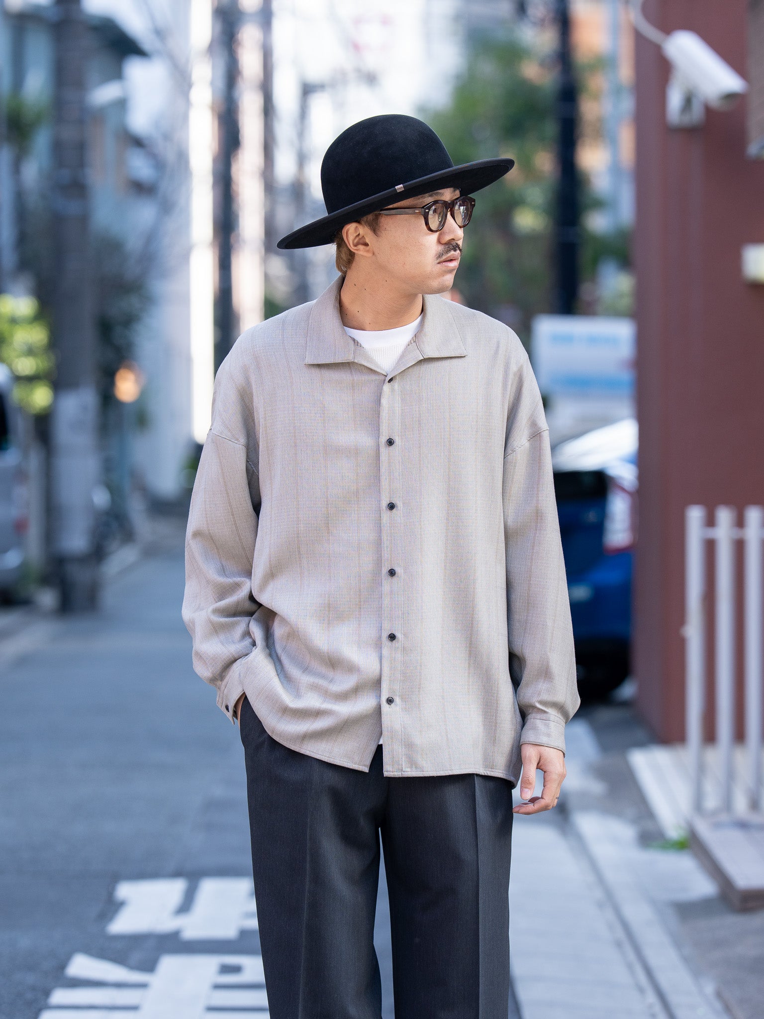 nonnotte / Draping Open Collar Shirt Type A -Clay Mist-｜aIbn公式通販