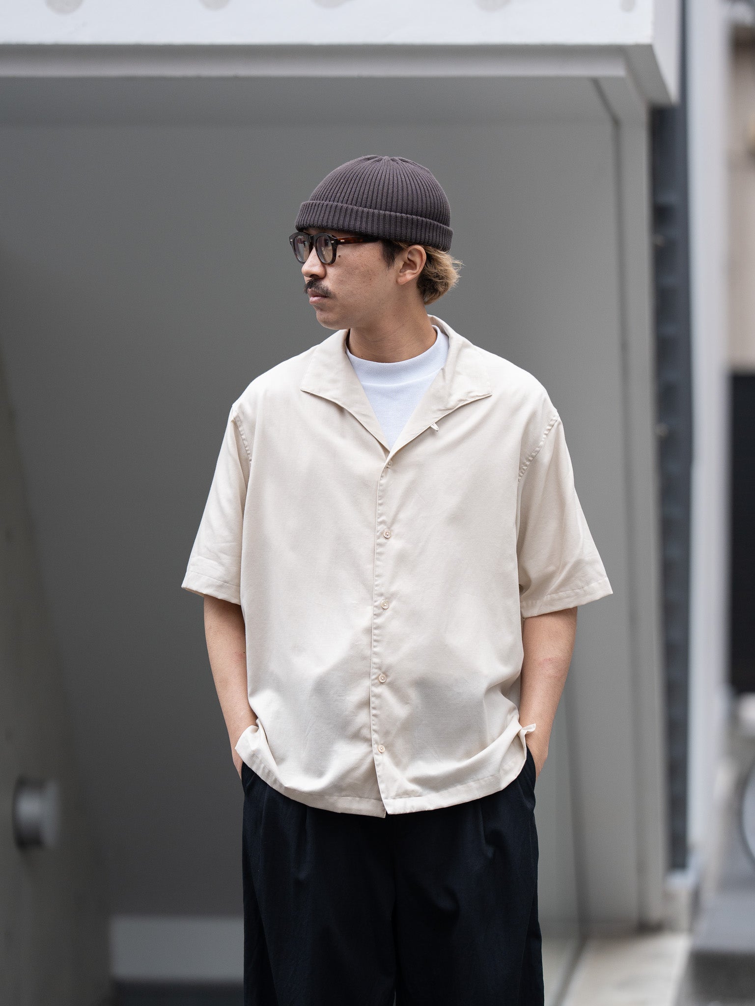 ULTERIOR / SILKY SOFT TWILL SHARK COLLAR SHIRT -SAND- aIbn公式通販