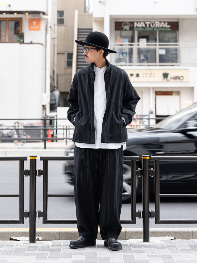 IRENISA / VOLUME PANTS  -BLACK STRIPE-