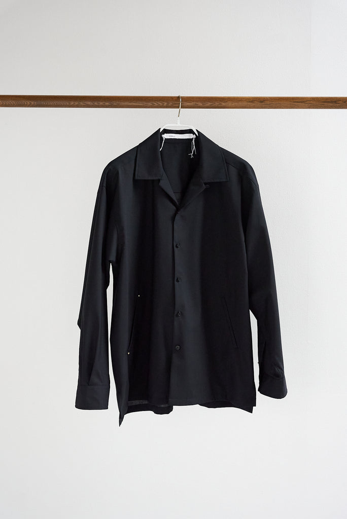 TOHNAI / DRY WOOL POPLIN SHIRT JACKET -BLACK-