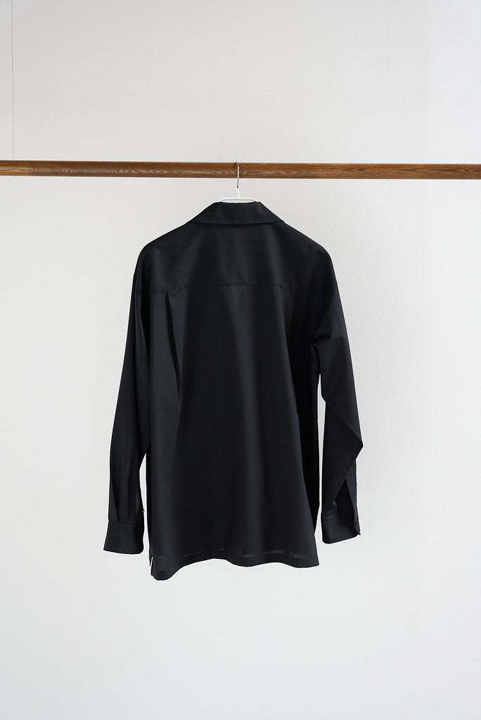 TOHNAI / DRY WOOL POPLIN SHIRT JACKET -BLACK-