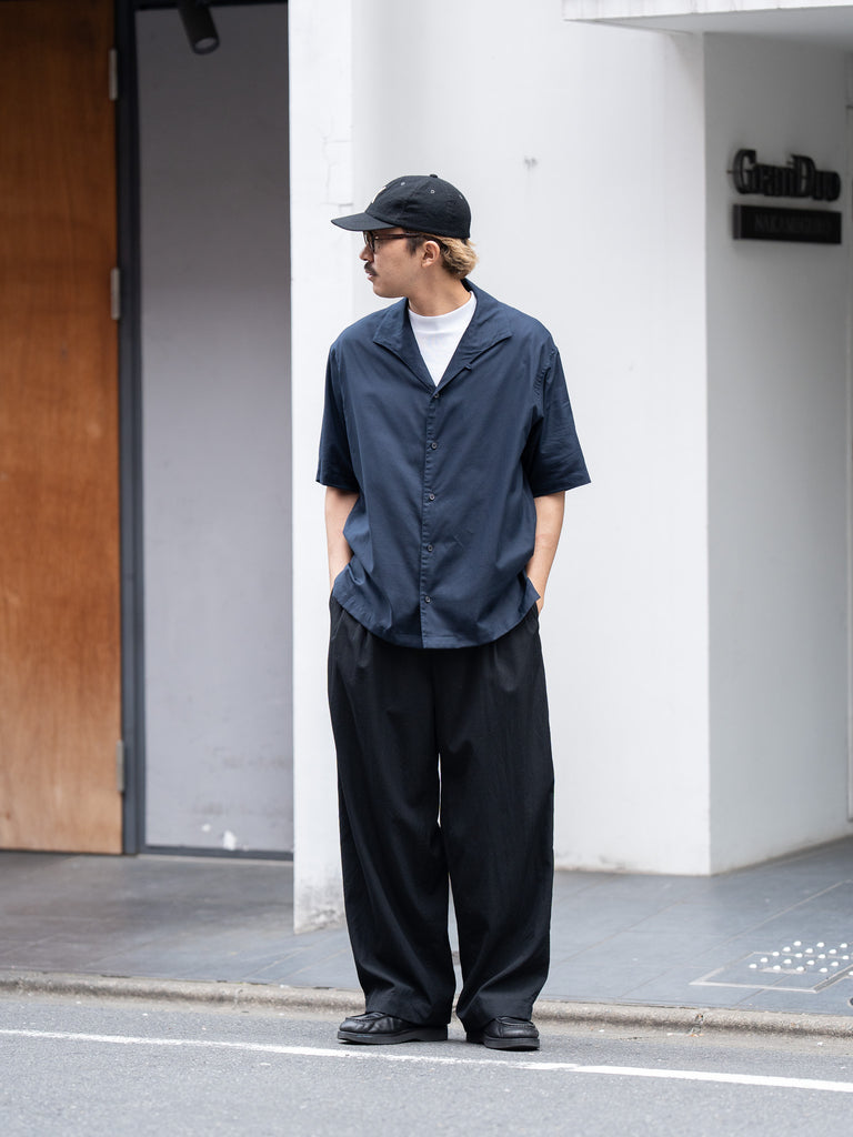 ULTERIOR / SILKY SOFT TWILL SHARK COLLAR SHIRT -NAVY-