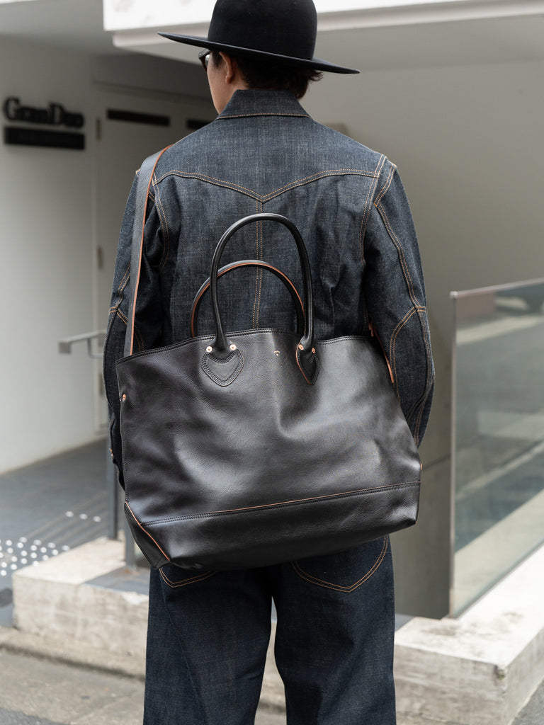 SUGARHILL / LEATHER TOTE BAG -BLACK SHRINK-