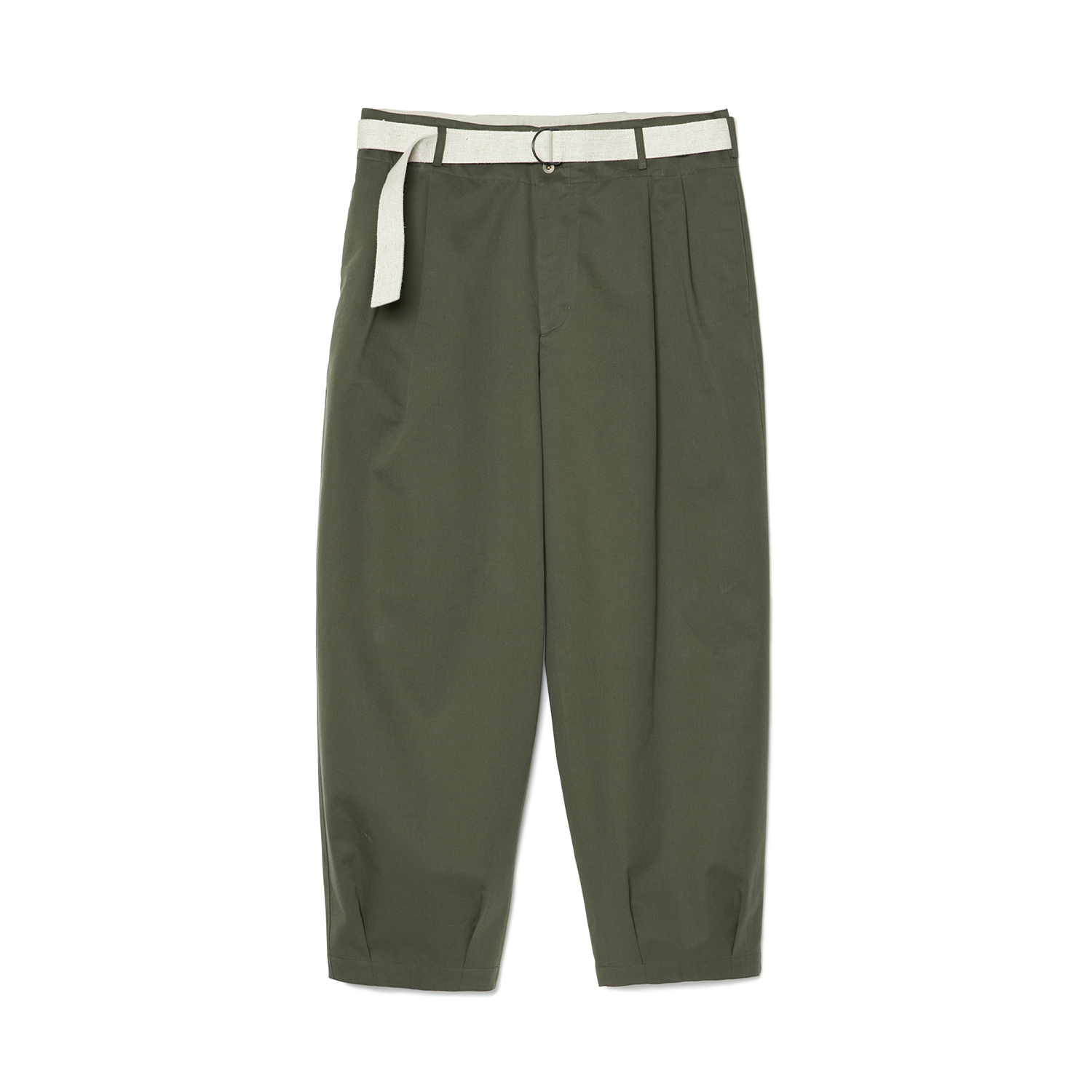 IRENISA / VOLUME PANTS WITH LINEN MIX BELT OLIVE aIbn official mail