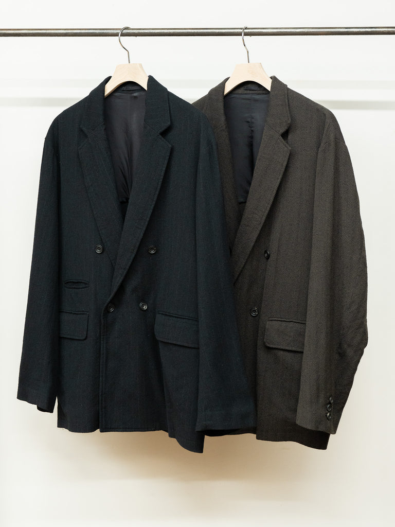【10/10店頭販売開始】ULTERIOR / WASHED W/S HERRINGBONE DB JKT -D.BROWN-