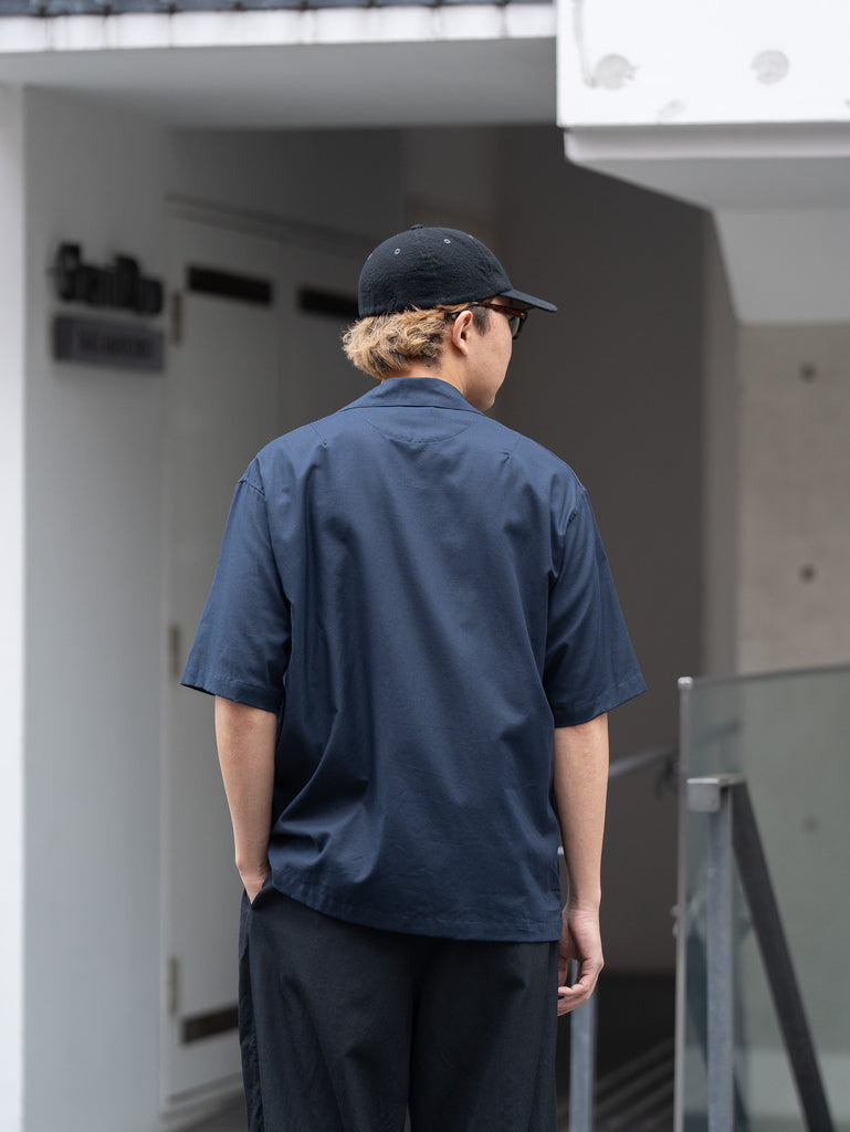 ULTERIOR / SILKY SOFT TWILL SHARK COLLAR SHIRT -NAVY-