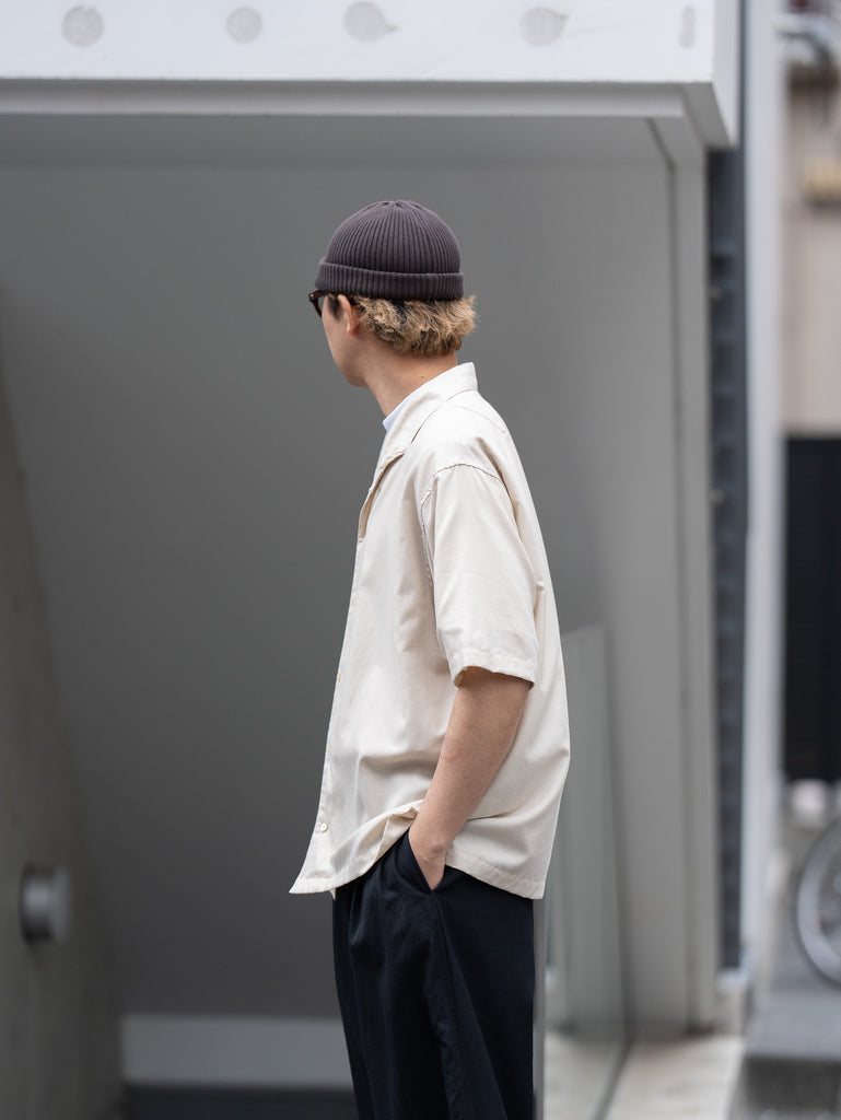 ULTERIOR / SILKY SOFT TWILL SHARK COLLAR SHIRT -SAND-