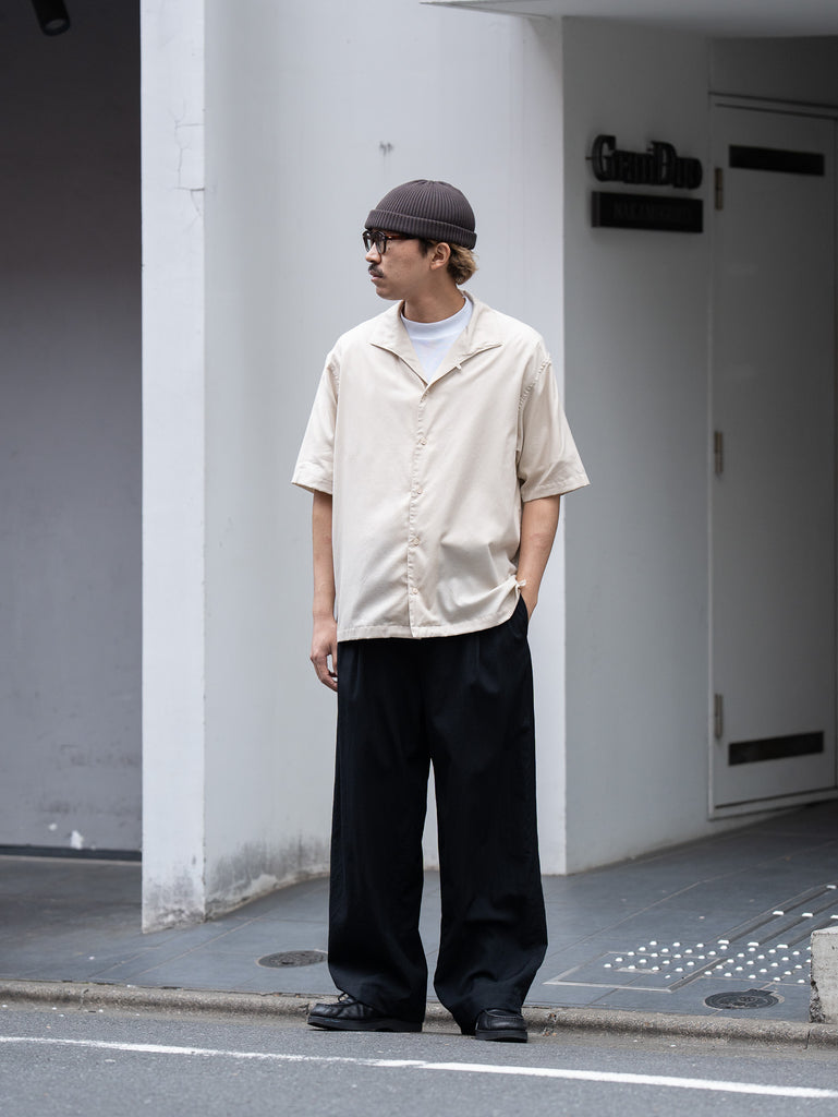 ULTERIOR / SILKY SOFT TWILL SHARK COLLAR SHIRT -SAND-