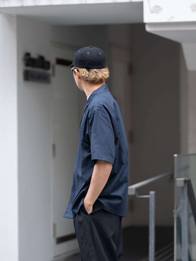 ULTERIOR / SILKY SOFT TWILL SHARK COLLAR SHIRT -NAVY-