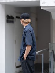 ULTERIOR / SILKY SOFT TWILL SHARK COLLAR SHIRT -NAVY-