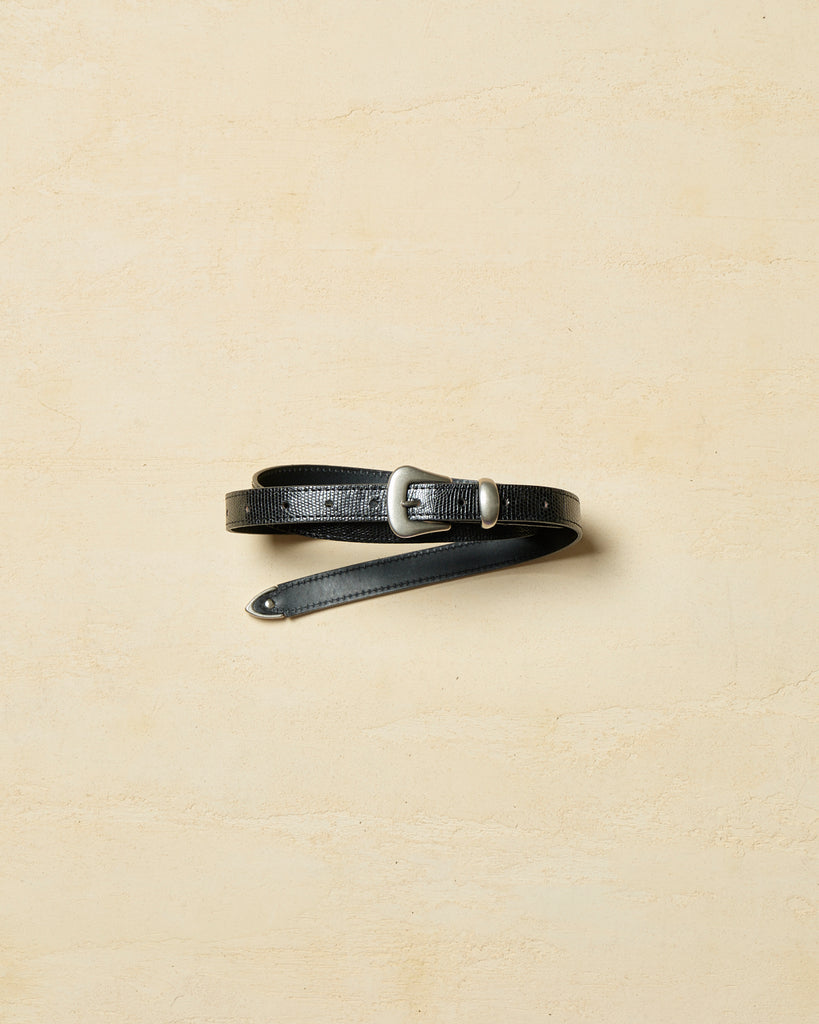 CCU / NARROW WESTERN BELT "LIZARD" -BLACK-