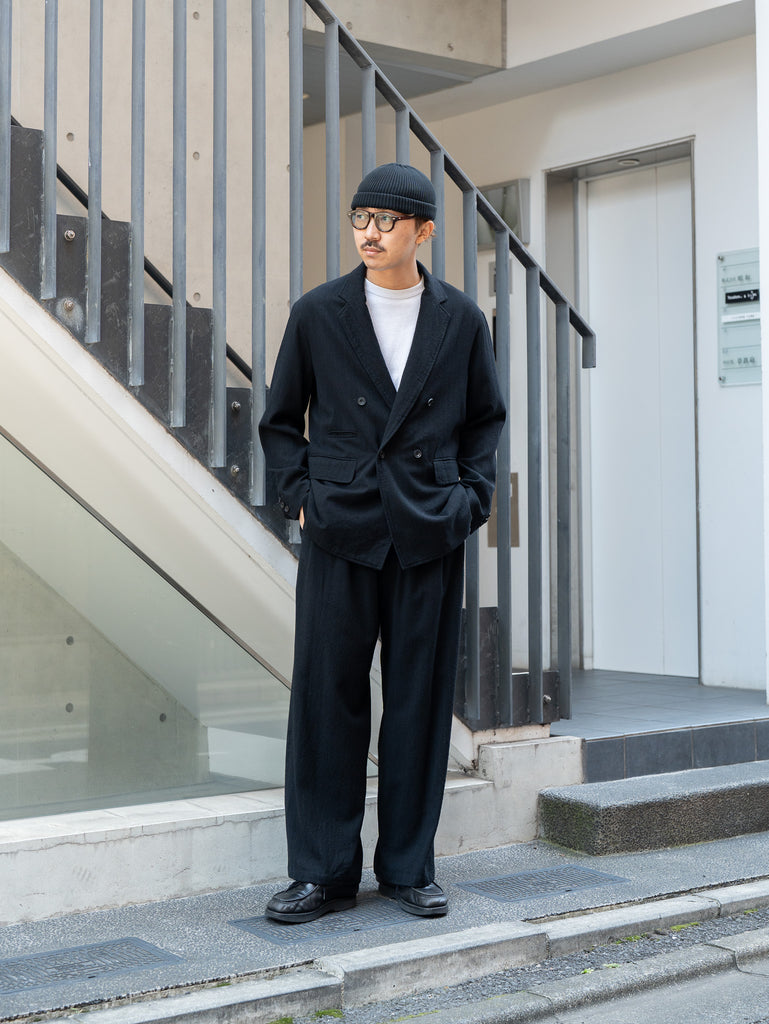 【10/10店頭販売開始】ULTERIOR / WASHED W/S STRIPE DB JKT -BLACK-