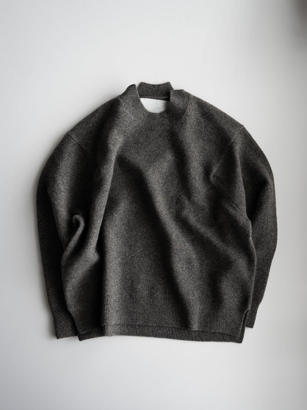 nonnotte /  Slit Crew Neck Pullover -YAKNatural × TopGray-