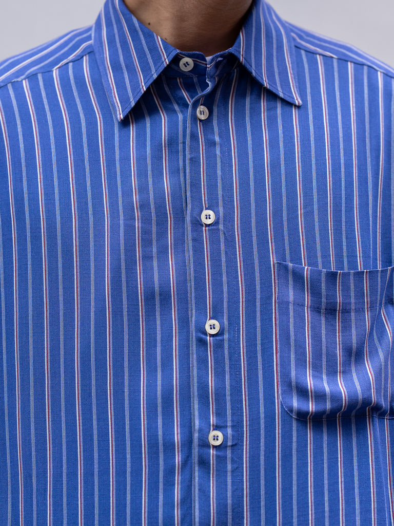 ROLD SKOV / BAT FIT SHIRT -BLUE&RED STRIPES-