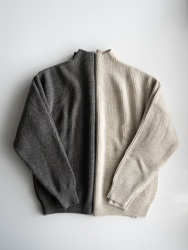 nonnotte /  Triangle Trutle Neck Pullover-YAKNatural × White-