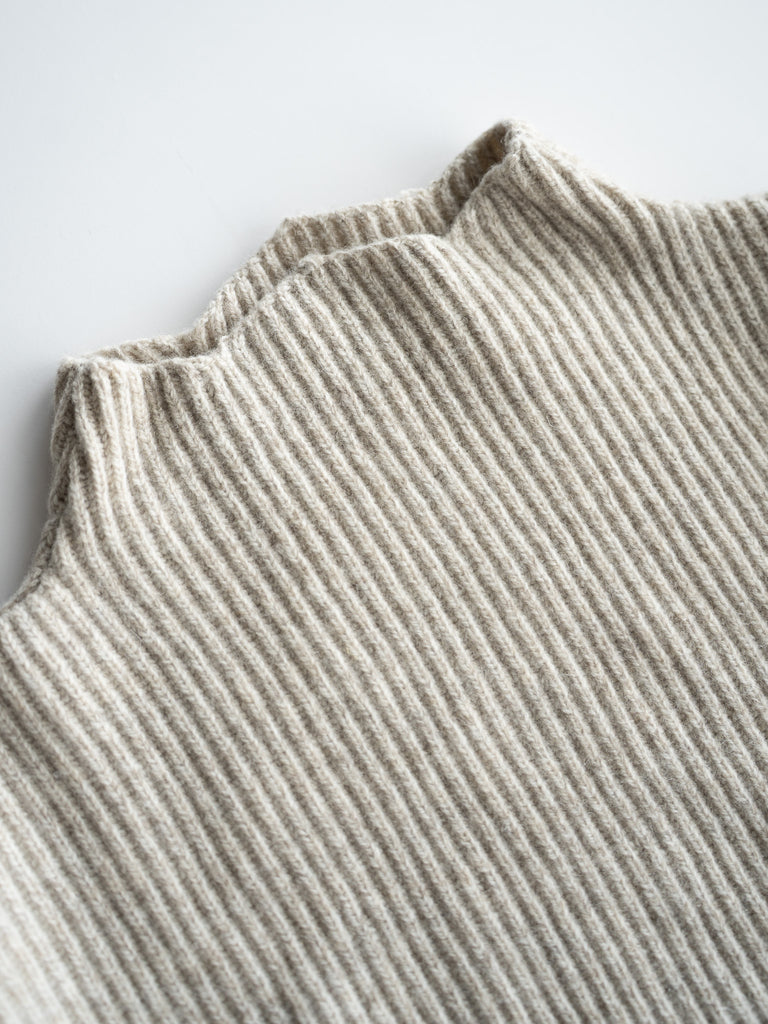 nonnotte /  Triangle Trutle Neck Pullover-YAKNatural × White-