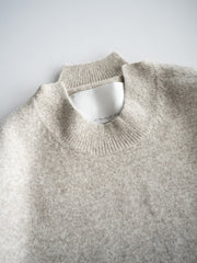 [Expected to arrive at the end of August] nonnotte / Slit Crew Neck Pullover-YAK Natural × White