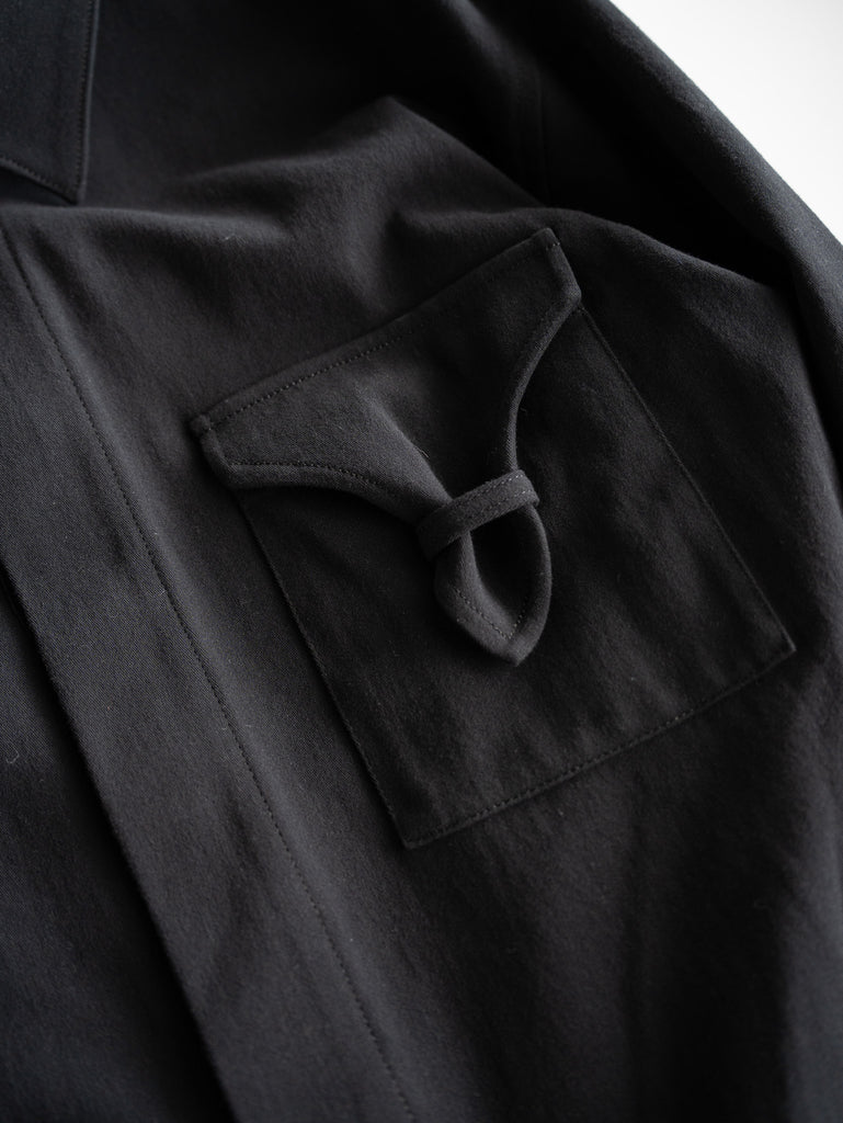 fluss / Gathered Flap Pocket Work Shirts-Black-