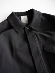 fluss / Gathered Flap Pocket Work Shirts-Black-