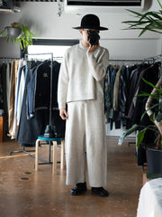 nonnotte /  Knit Pants Extra Wide -YAKNatural × White-