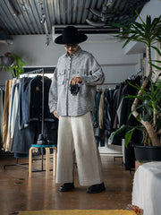 nonnotte /  Knit Pants Extra Wide -YAKNatural × White-