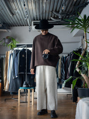 nonnotte /  Knit Pants Extra Wide -YAKNatural × White-