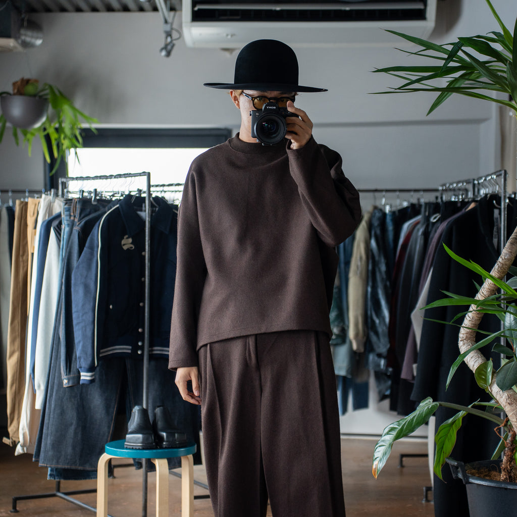 [Expected to arrive at the end of August] nonnotte / Draping C/N Pullover-Original Geometric Brown Top-