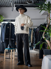 nonnotte /  Triangle Trutle Neck Pullover-YAKNatural × White-