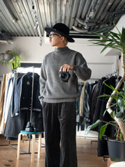 nonnotte /  Triangle Trutle Neck Pullover-YAKNatural × TopGray-