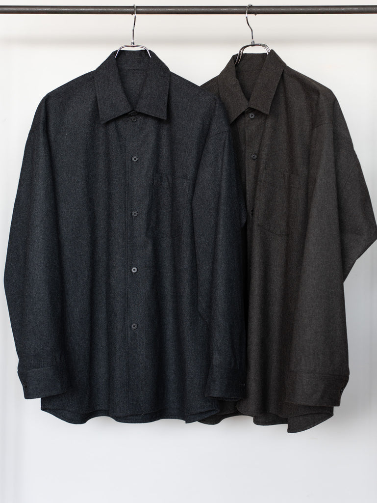 Cornier / CASHMERE FLANNEL OVER SHIRTS -TOP BROWN-