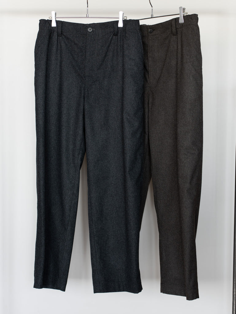 Cornier / CASHMERE FLANNEL TAPERED EASY PANTS -TOP CHARCOAL-