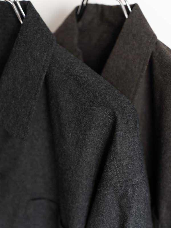 Cornier / CASHMERE FLANNEL OVER SHIRTS -TOP CHARCOAL-