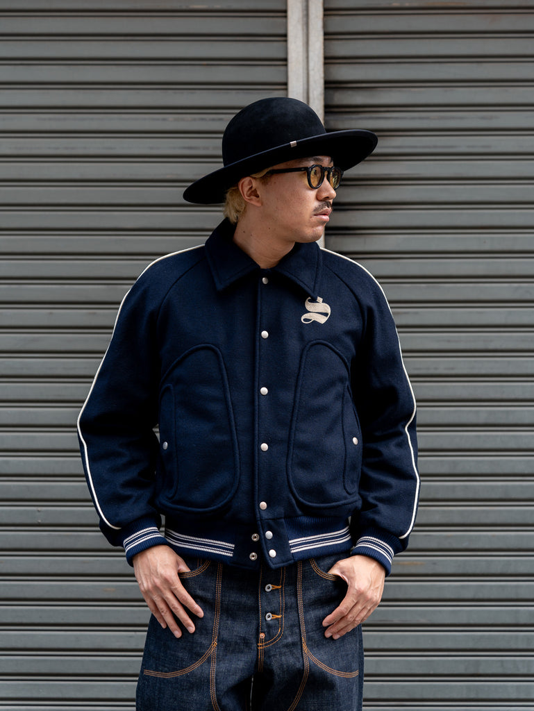 [Expected to arrive in mid-August] SUGARHILL / WOOL MELTON STADIUM JACKET -BLACK-