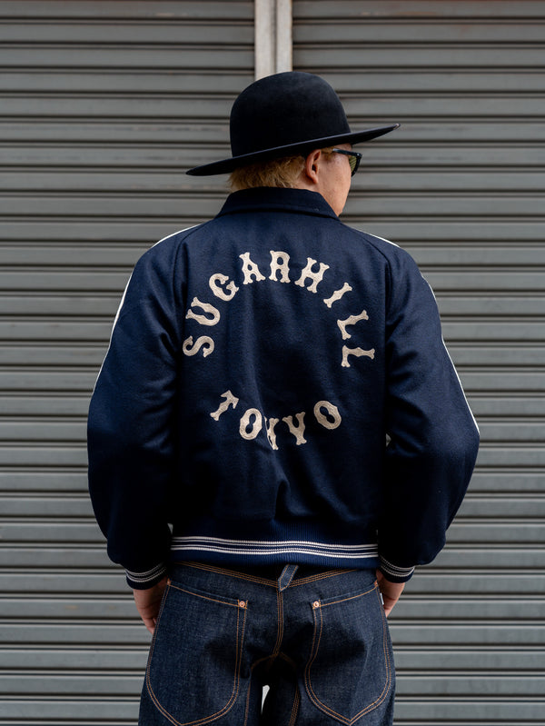 SUGARHILL / WOOL MELTON STADIUM JACKET -NAVY-