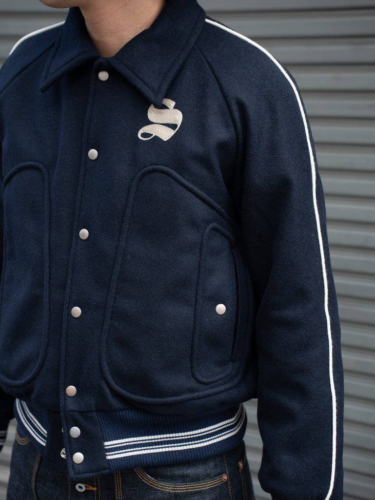 [Expected to arrive in mid-August] SUGARHILL / WOOL MELTON STADIUM JACKET -BLACK-