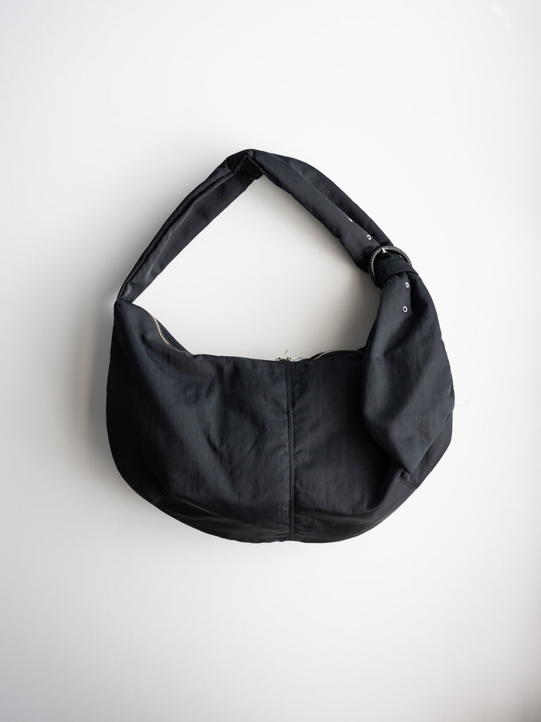 fluss / Gathered Belt Cross Bag-Black-