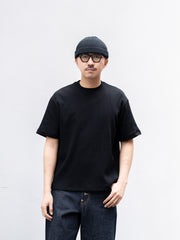 tangenet / 高密度平紋針織小領T卹-黑色-