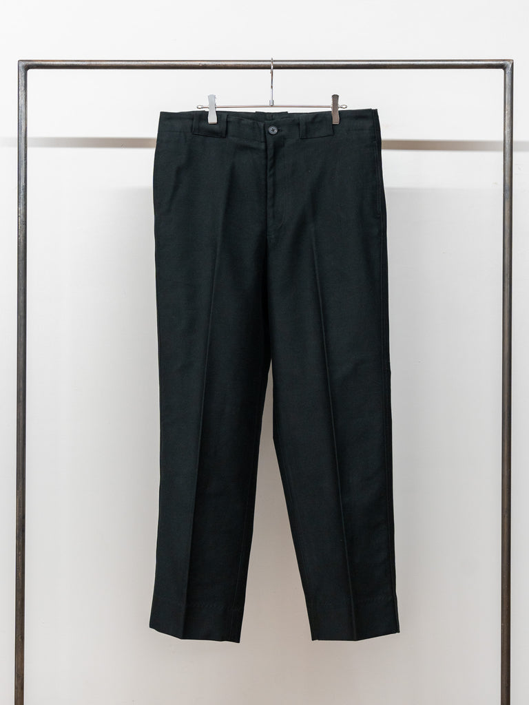 nonnotte /  High-Count Moleskin Signature Baggy Trousers-Deep Black-