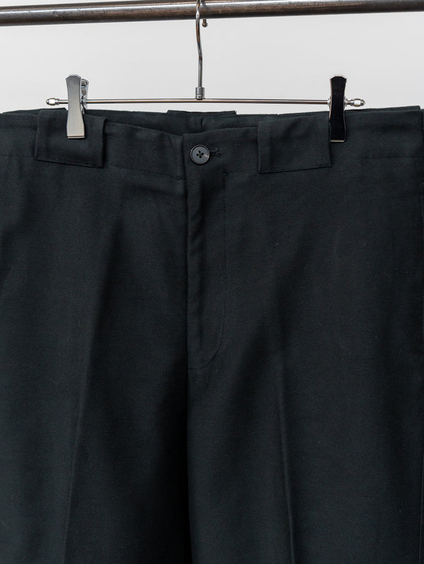 nonnotte /  High-Count Moleskin Signature Baggy Trousers-Deep Black-