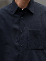 IRENISA / EXTENDED YOKE HALF-SLEEVED SHIRT -BLACK-