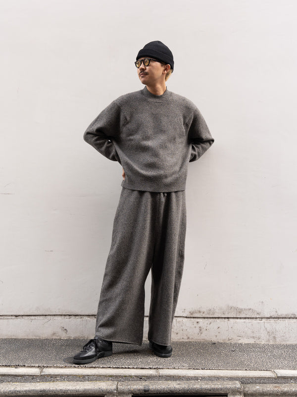 [Expected to arrive at the end of August] nonnotte / Knit Pants Extra Wide-YAKNatural × TopGray