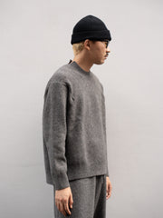 nonnotte /  Slit Crew Neck Pullover -YAKNatural × TopGray-