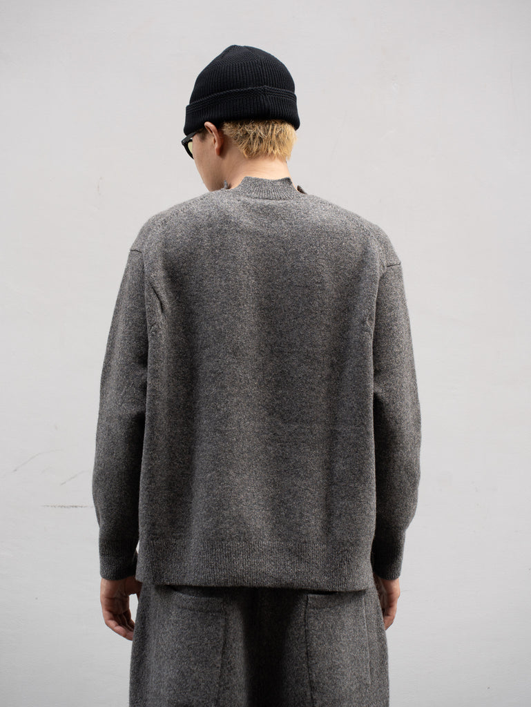 nonnotte /  Slit Crew Neck Pullover -YAKNatural × TopGray-