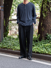 ULTERIOR / C/CASH HONEYCOMB HENLEY-NECK TOP -BLUE GREY-