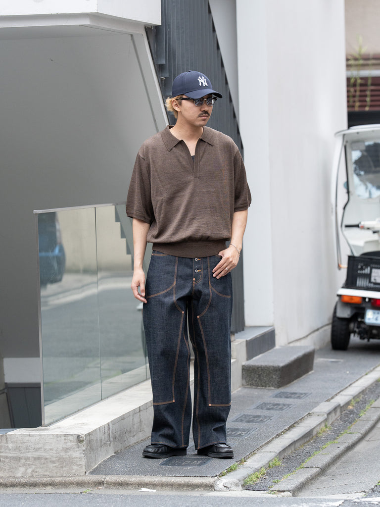 【6/6発売】SUGARHILL / WOOL KNIT HALF SLEEVE POLO -COCOA BROWN-