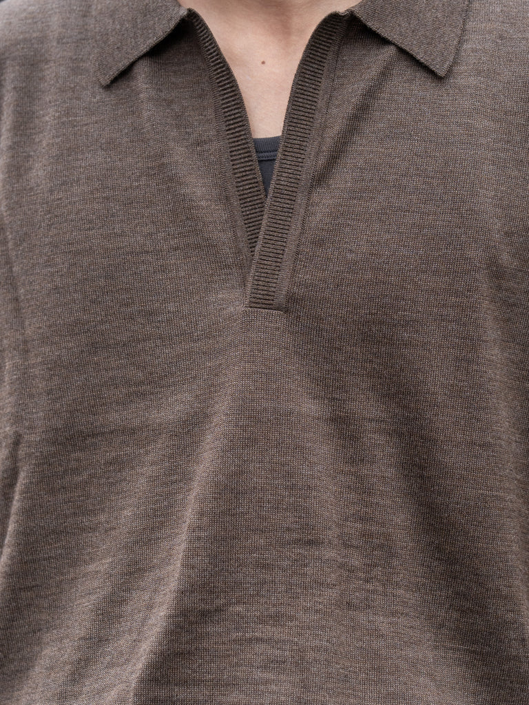 【6/6発売】SUGARHILL / WOOL KNIT HALF SLEEVE POLO -COCOA BROWN-