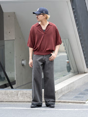 【6/6発売】SUGARHILL / WOOL KNIT HALF SLEEVE POLO -WINE RED-