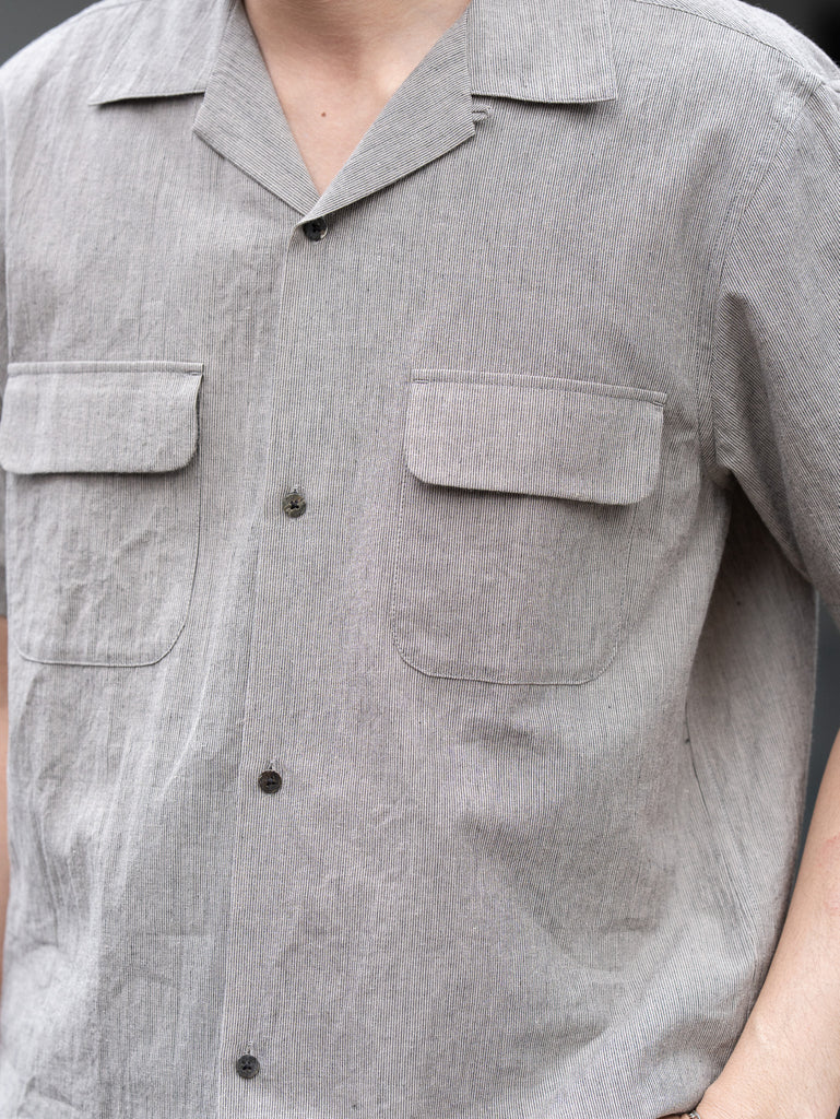 【6/6発売】SUGARHILL / LINEN OPEN-COLLOR HALF SLEEVE SHIRT -GRAY STRIPE-