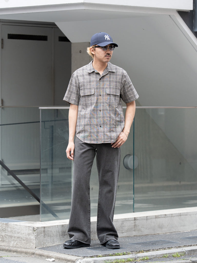 【6/6発売】SUGARHILL / LINEN OPEN-COLLOR HALF SLEEVE SHIRT -GRAY PLAID-