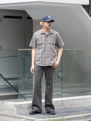 【6/6発売】SUGARHILL / LINEN OPEN-COLLOR HALF SLEEVE SHIRT -GRAY PLAID-